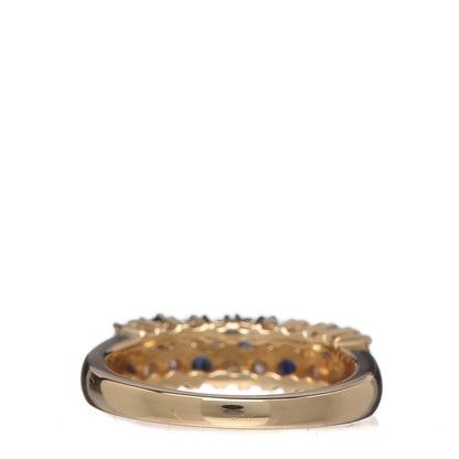 Mikimoto 18K Yellow Gold Diamond Sapphire Band Ring 48 4.5 4 of 7