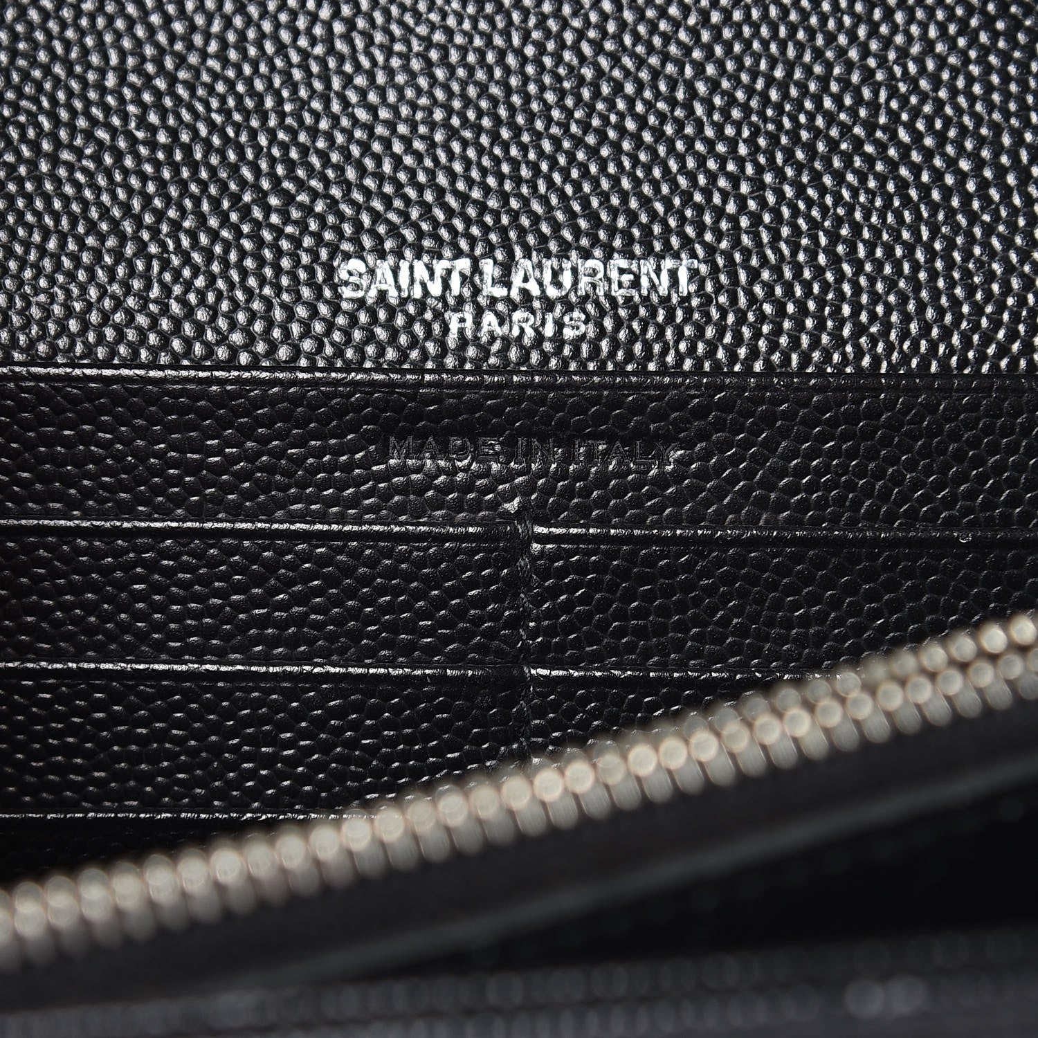 Saint Laurent Grain De Poudre Matelasse Chevron Monogram Chain Wallet Black 7 of 8