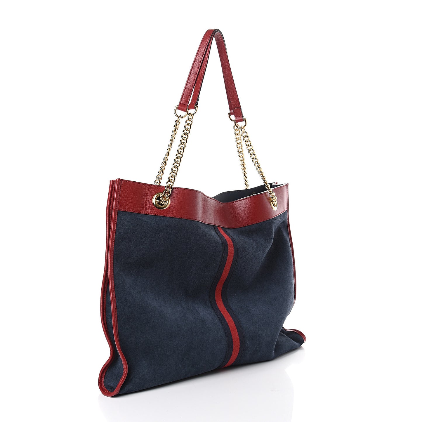 Suede Calfskin Large Rajah Chain Tote New Blue Romantic Cherry