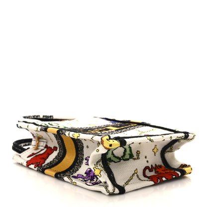 Christian Dior Canvas Embroidered Pixel Zodiac Mini Book Tote Phone Bag Latte Multicolor 4 of 9