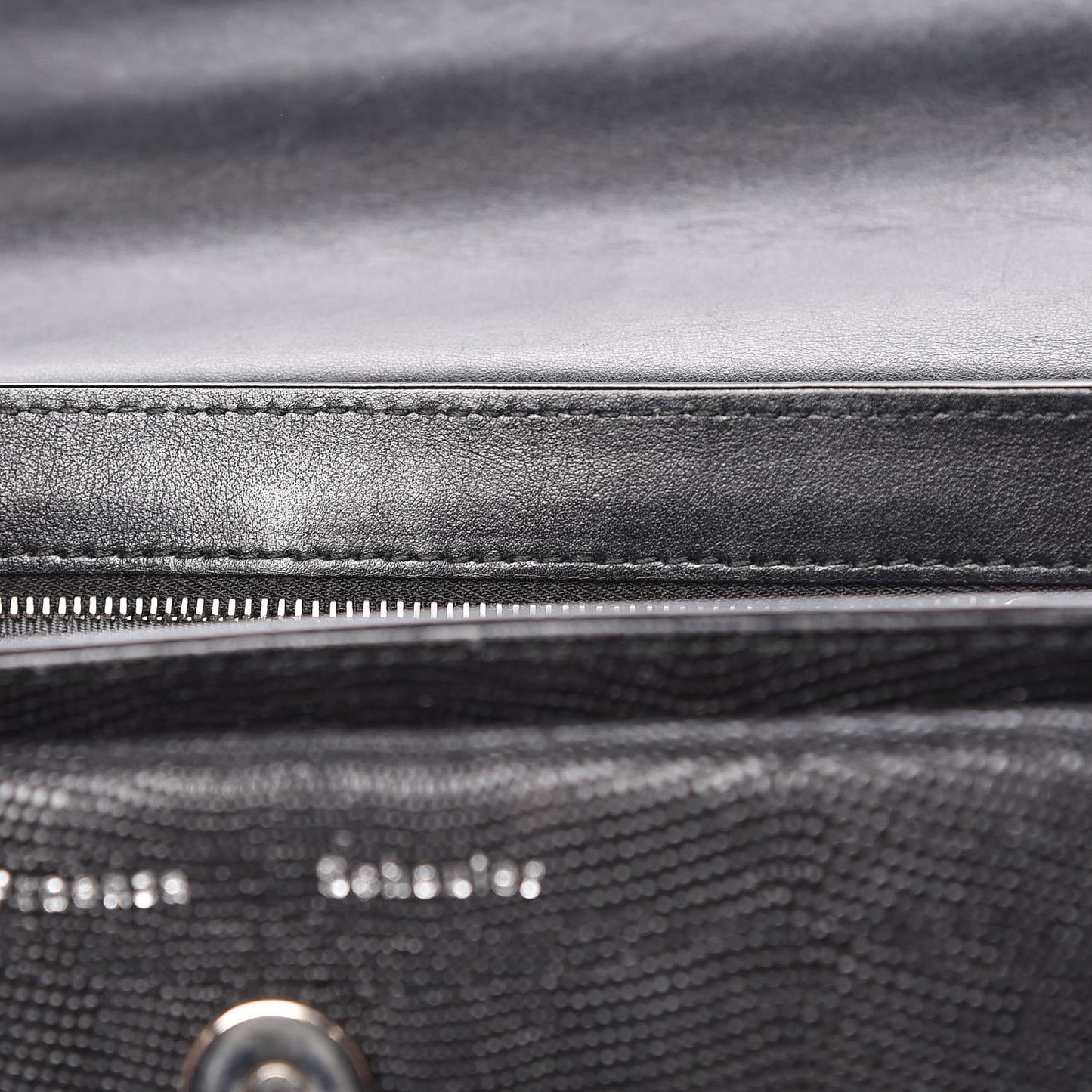 Calfskin Lizard Embossed Mini PS11 Classic Shoulder Bag Black