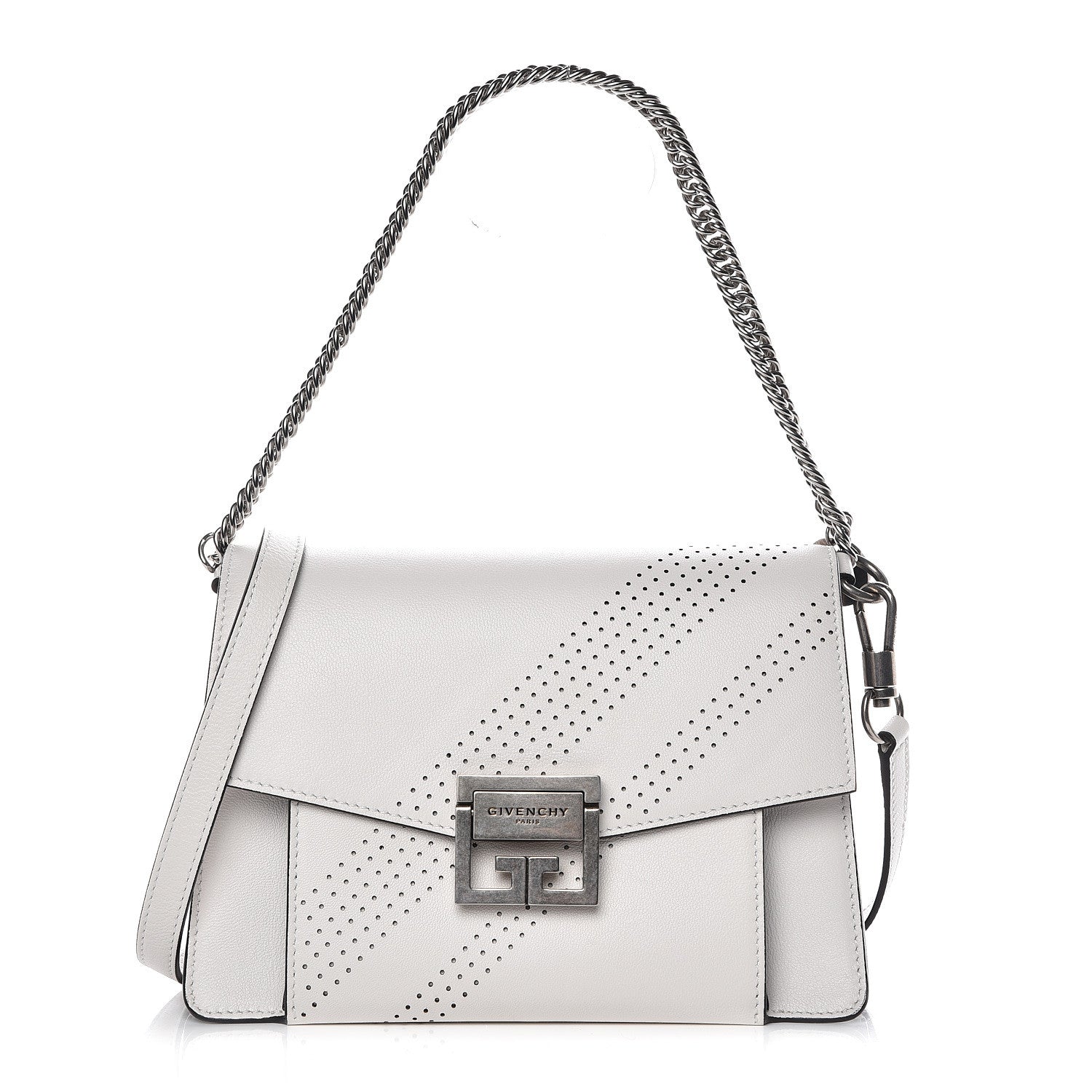 Givenchy Lambskin Perforated Small GV3 Shoulder Bag White 1 of 9