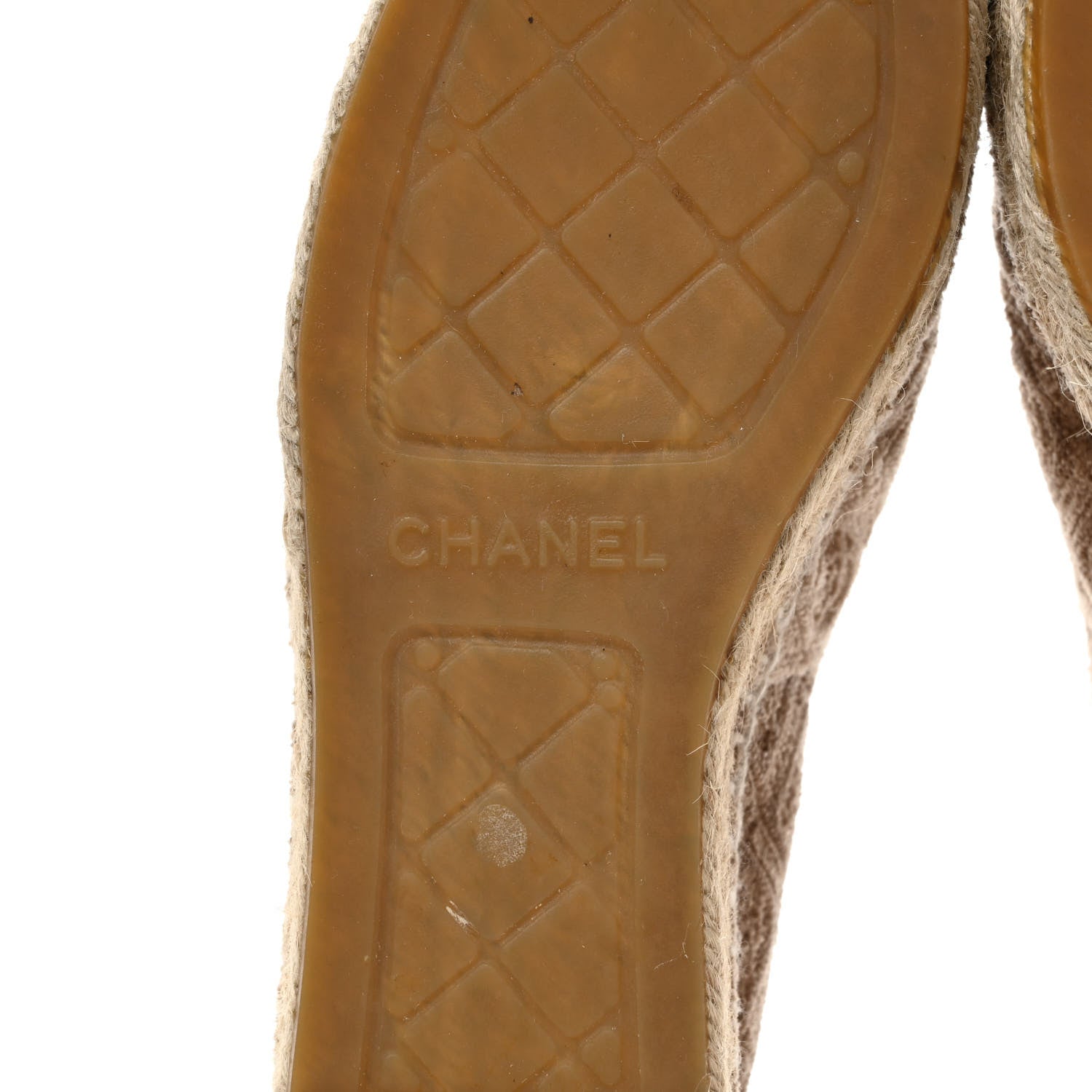 Chanel Velvet Grosgrain Quilted Camellia CC Espadrilles 36 Beige Black 6 of 9