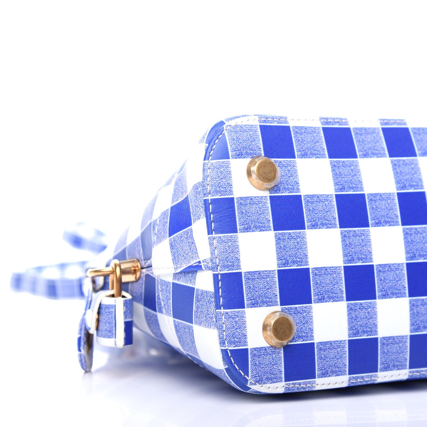 Calfskin Checked S Ville Top Handle Bag Bleu