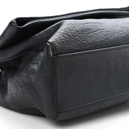 Saint Laurent Calfskin Crocodile Embossed Medium West Hollywood Monogram Fold-Over Grey 10 of 11
