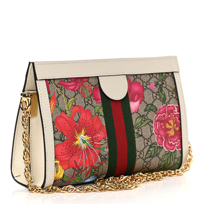 Gucci GG Supreme Monogram Flora Web Small Ophidia Chain Shoulder Bag White 2 of 9