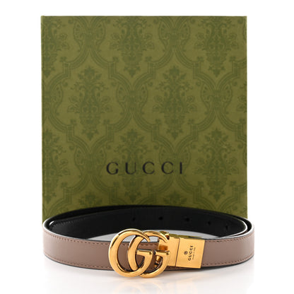 Gucci Plutone Calfskin Double G Reversible 20mm Belt 75 30 Porcelain Rose Black 7 of 7