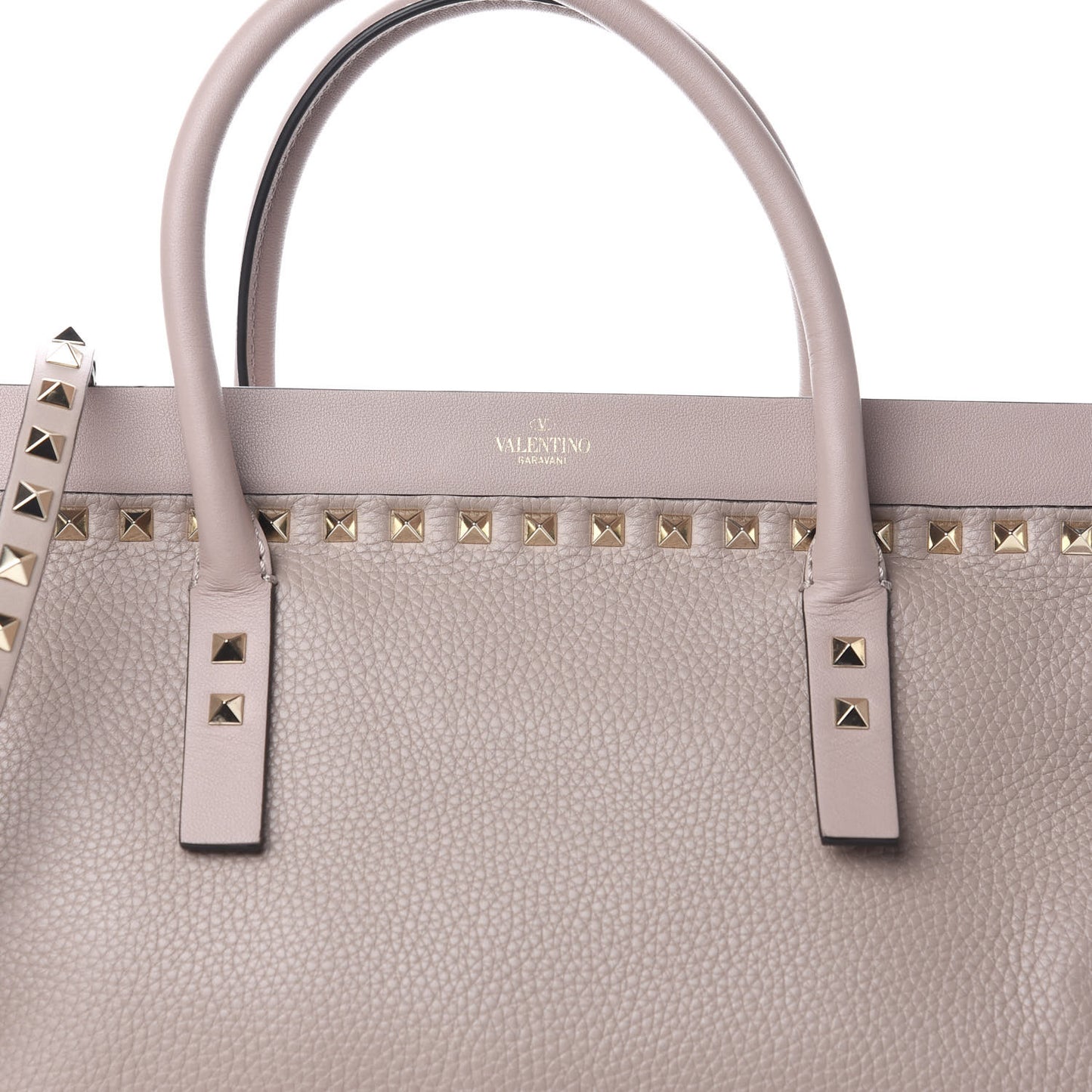 Grained Calfskin Rockstud Tote Poudre