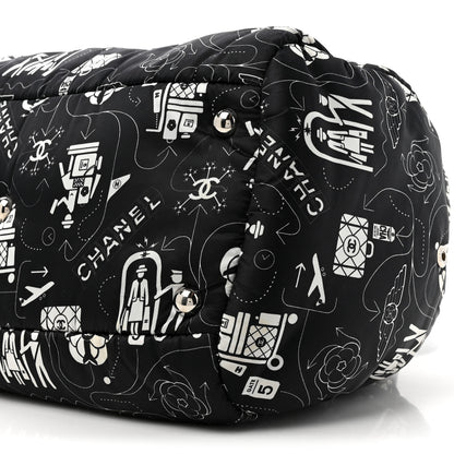 Chanel Nylon Airline Boston Bag Black White 9 of 10