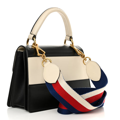 Gucci Calfskin Sylvie Web Small Queen Margaret Top Handle Bag Black White 2 of 14