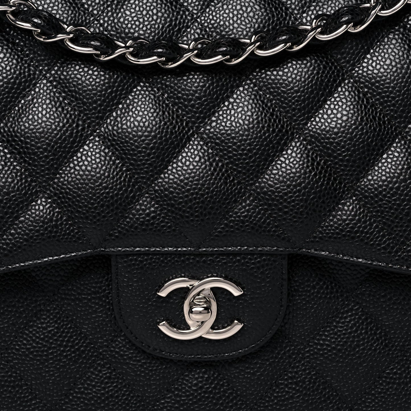 Caviar Quilted Jumbo Double Flap Black