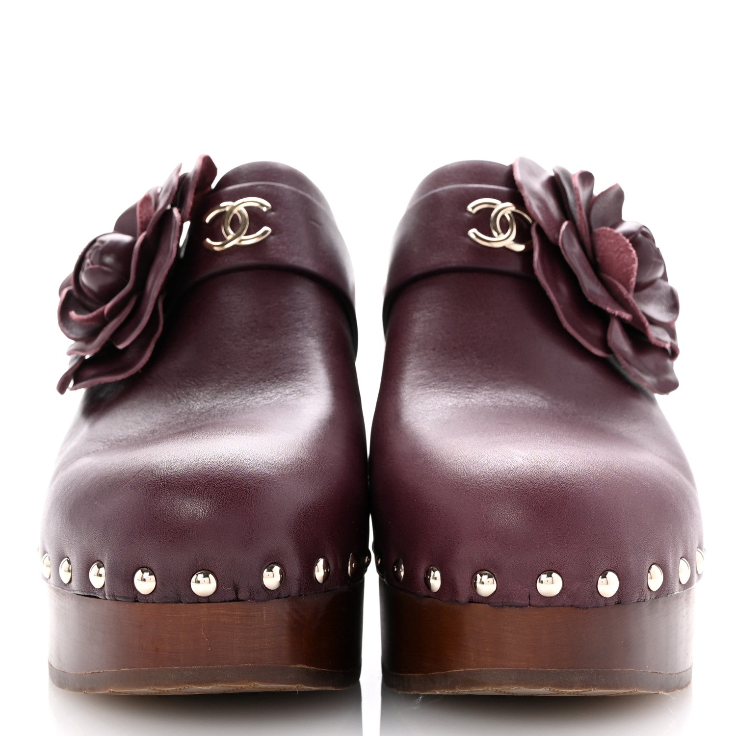 Chanel Calfskin Camellia Clogs 40 Dark Purple 3 of 12