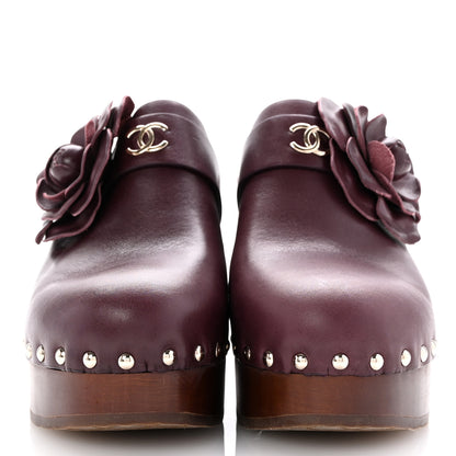 Chanel Calfskin Camellia Clogs 40 Dark Purple 3 of 12