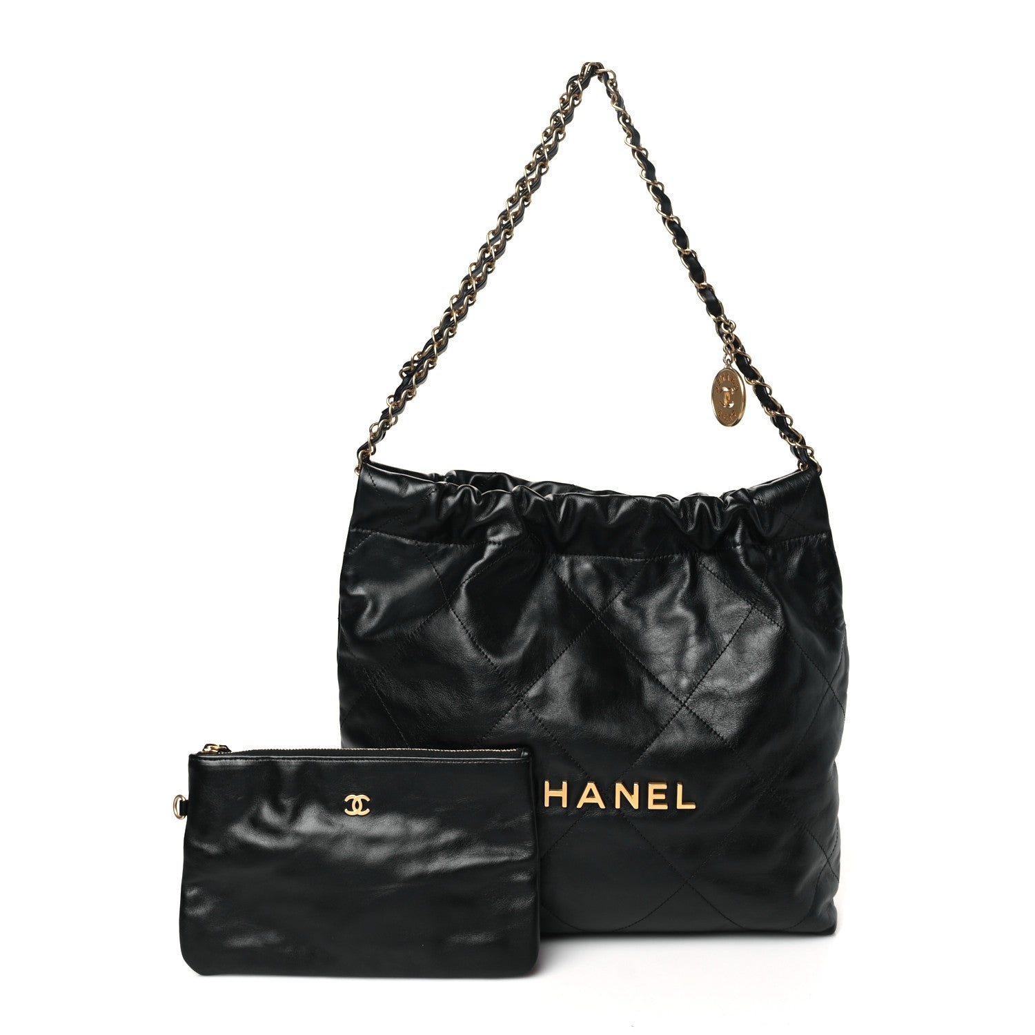 Chanel Shiny Calfskin Quilted Small Chanel 22 Black 3 of 11