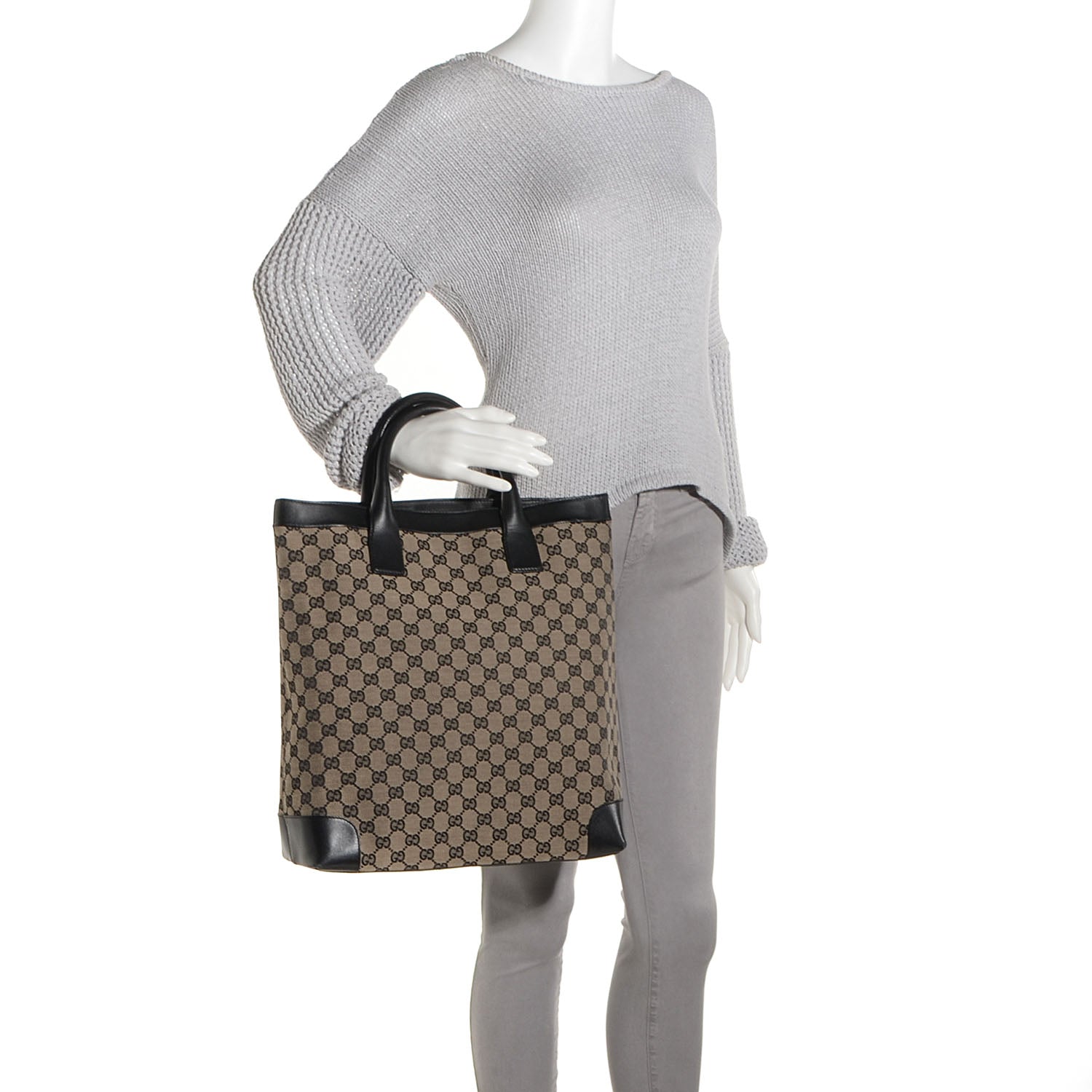 Gucci Monogram Canvas Tote Black 2 of 7