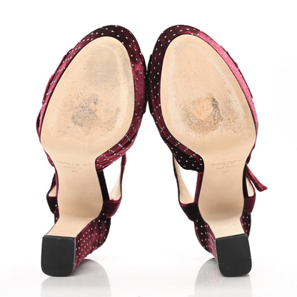 Jimmy Choo Velvet Glitter Spotted Heloise 120 Sandals 39 Grape Silver 5 of 7