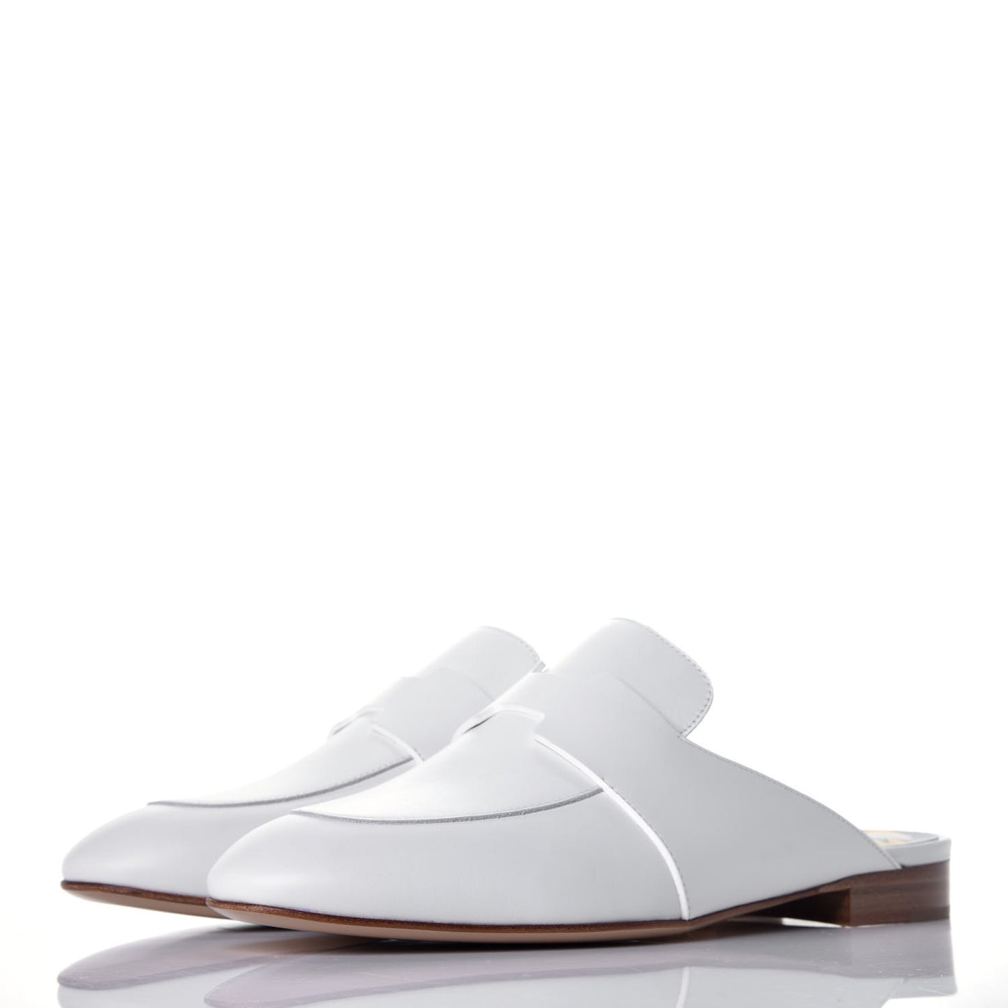 Supple Calfskin Catena Mules 37.5 White