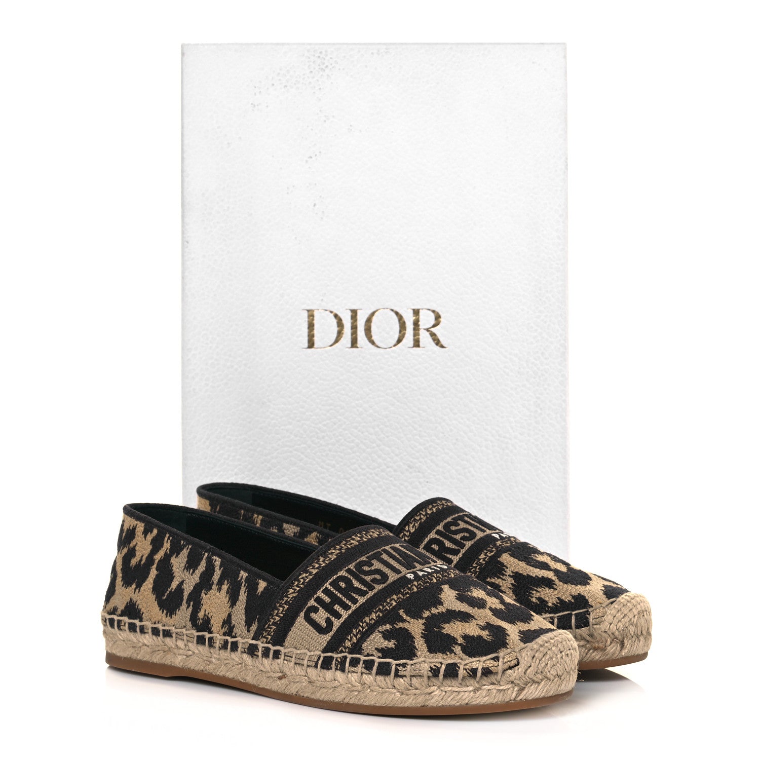 Christian Dior Cotton Embroidered Leopard Print Granville Espadrille 37 Natural 9 of 9