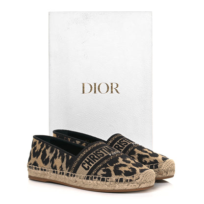 Christian Dior Cotton Embroidered Leopard Print Granville Espadrille 37 Natural 9 of 9