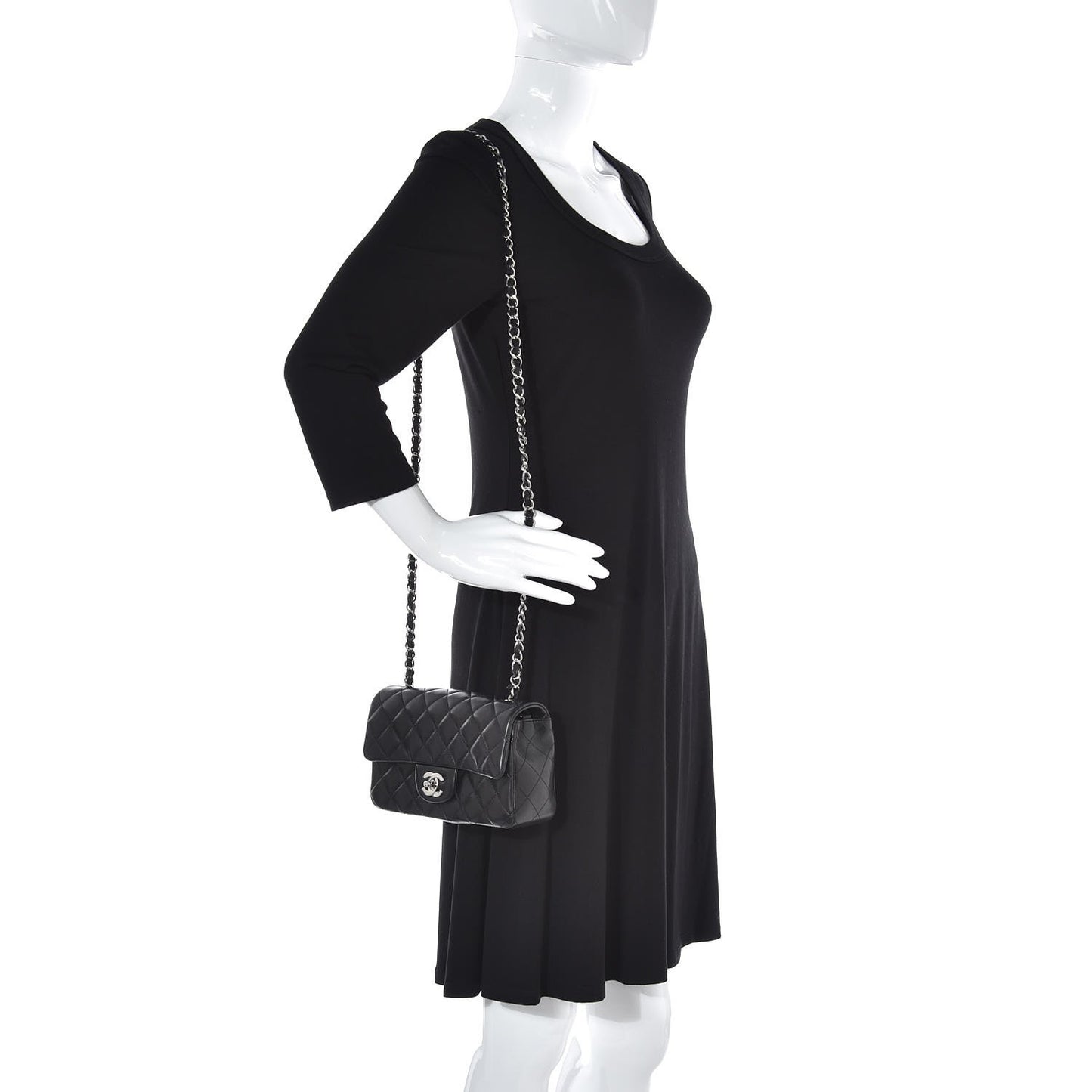 Lambskin Quilted Mini Rectangular Flap Black