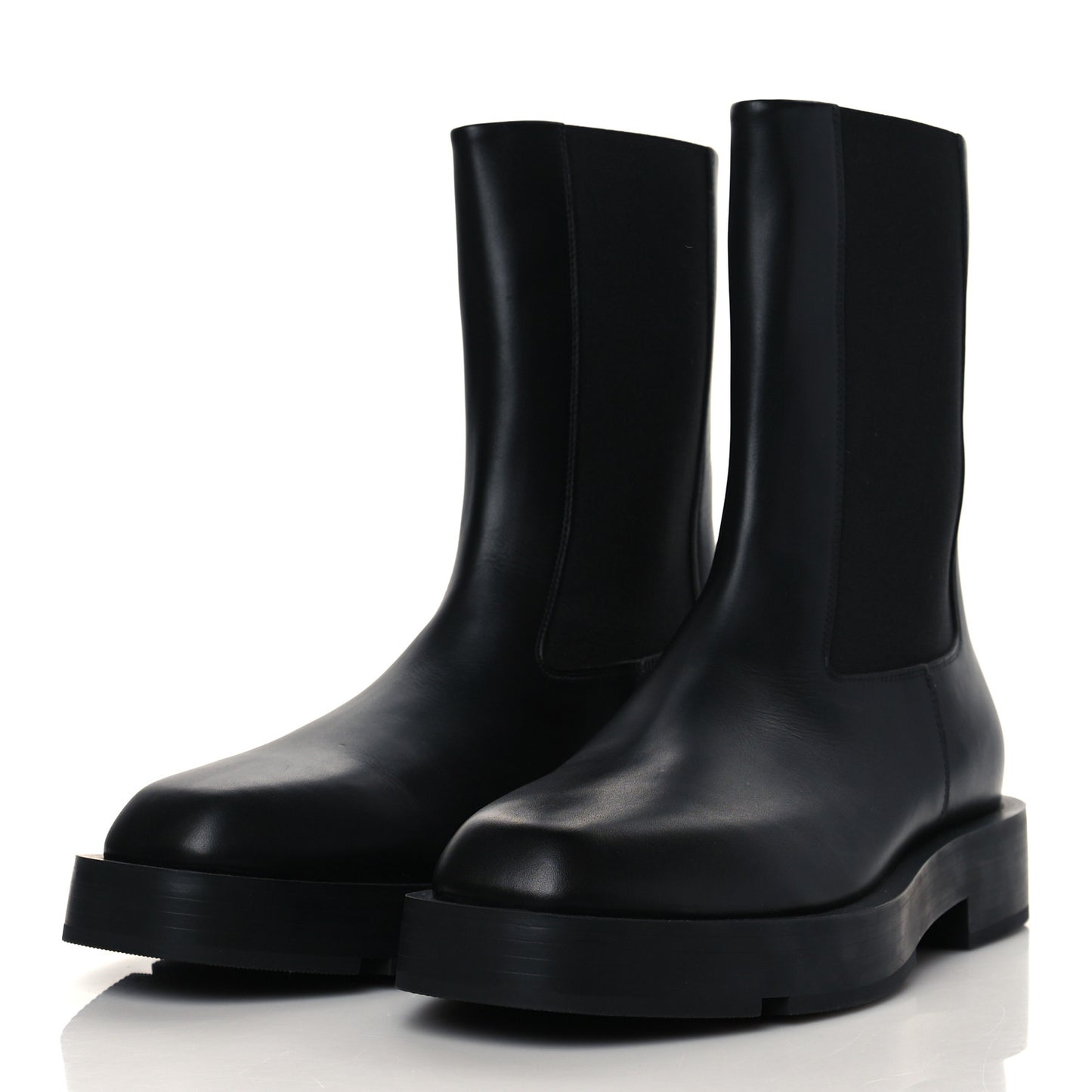 Calfskin Square Chelsea Boots 38 Black