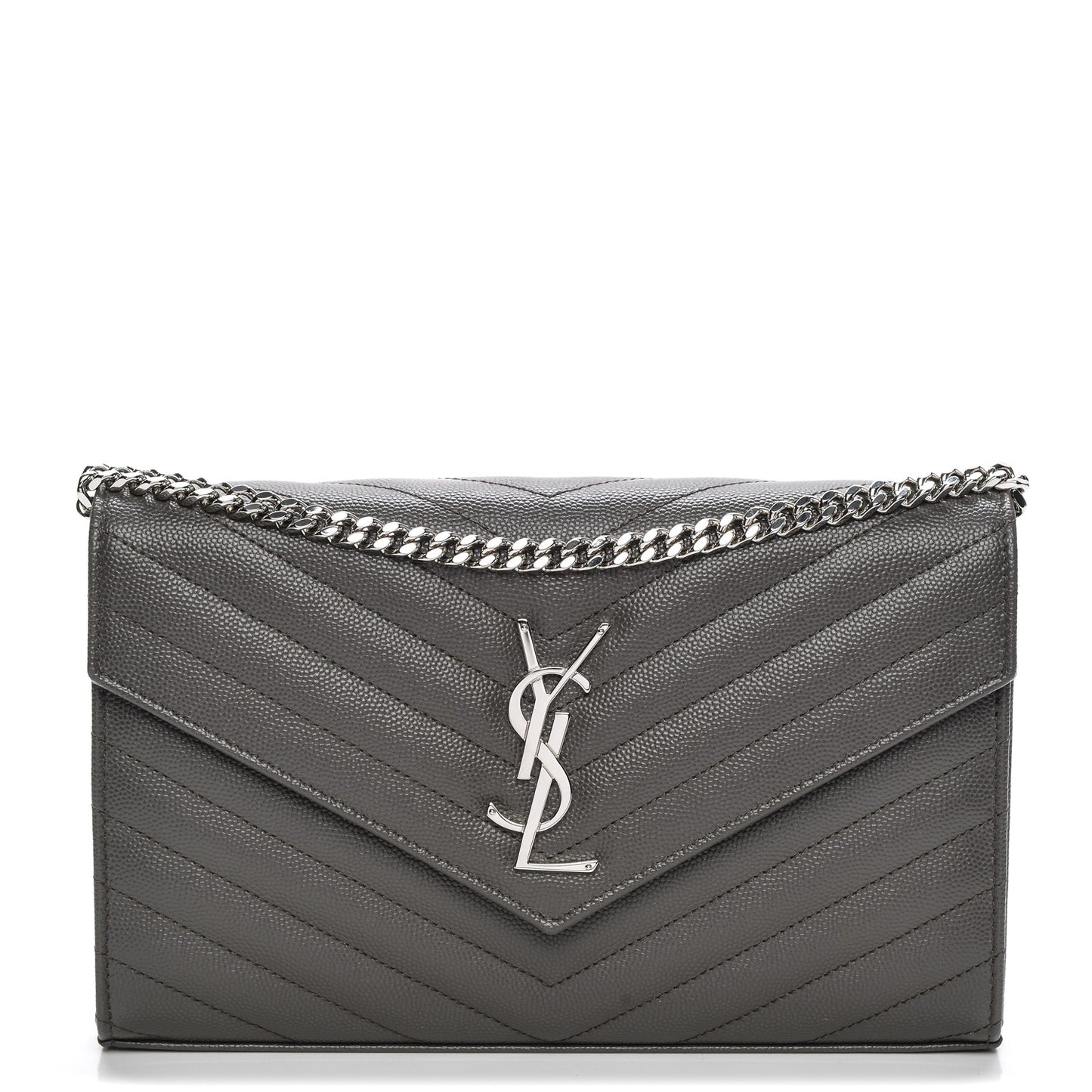 Grain De Poudre Matelasse Chevron Monogram Chain Wallet Earth