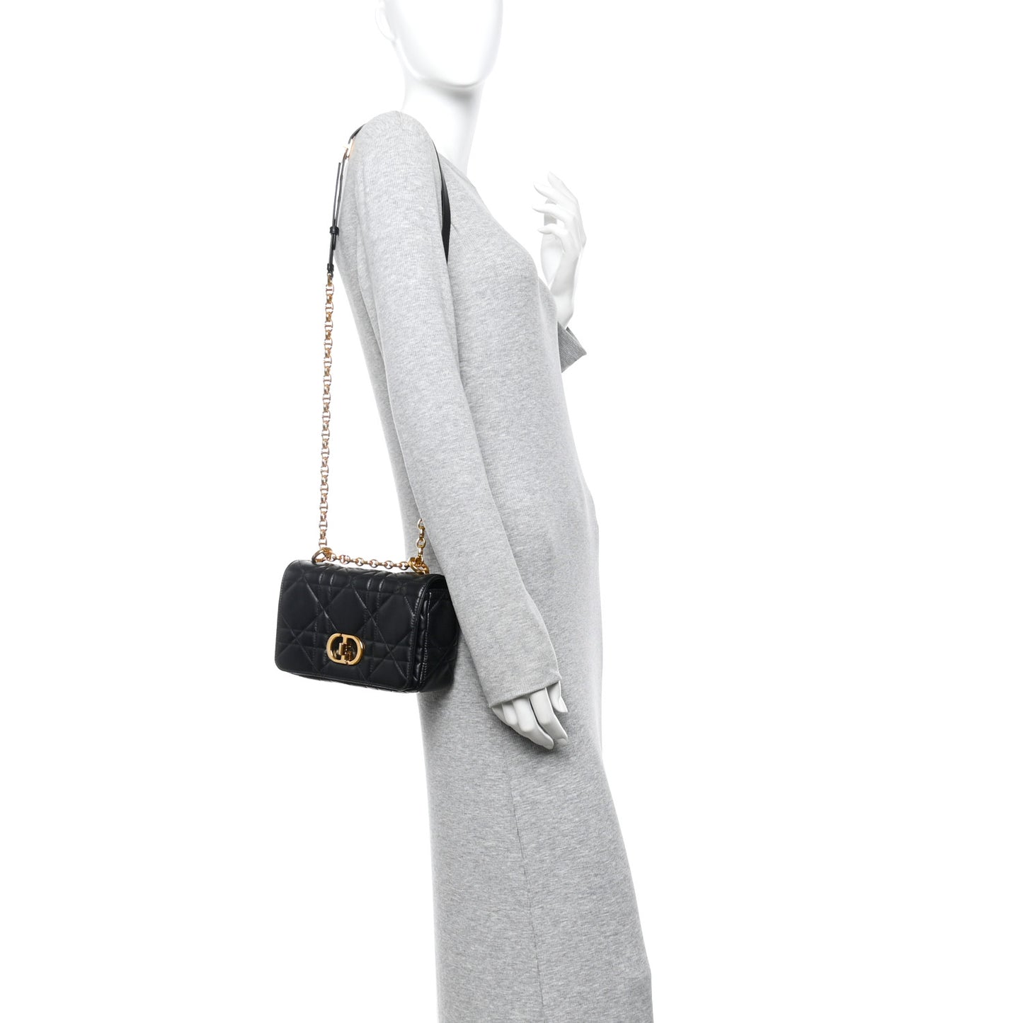 Lambskin Macrocannage Small Soft Dior Caro Bag Black