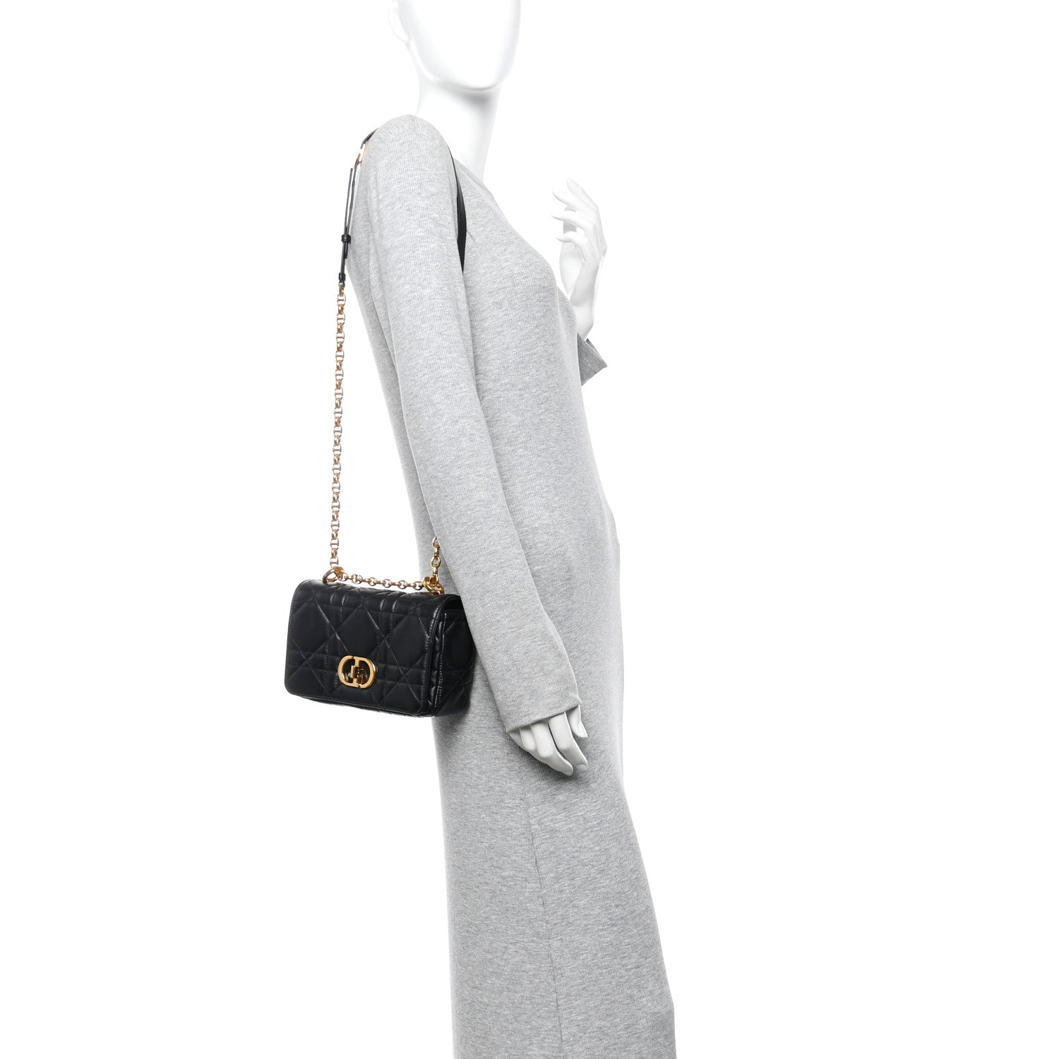 Christian Dior Lambskin Macrocannage Small Soft Dior Caro Bag Black 2 of 11