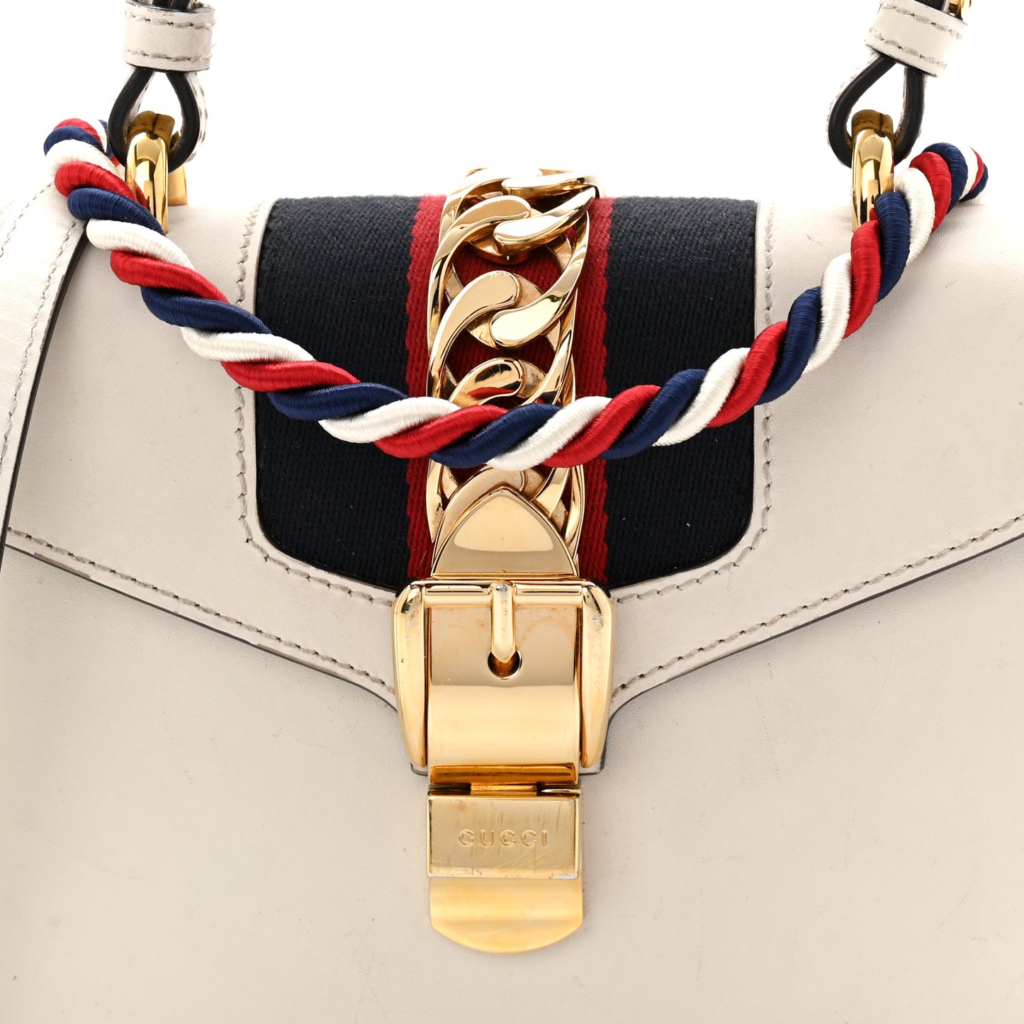 Calfskin Mini Sylvie Top Handle Bag White