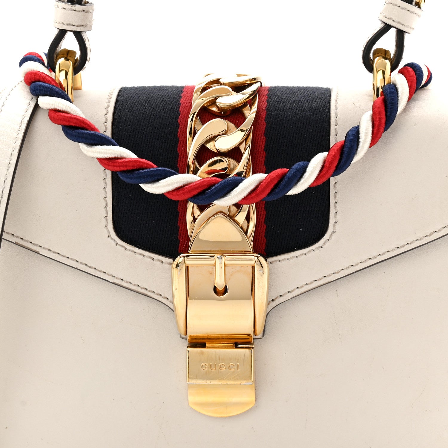 Gucci Calfskin Mini Sylvie Top Handle Bag White 8 of 12