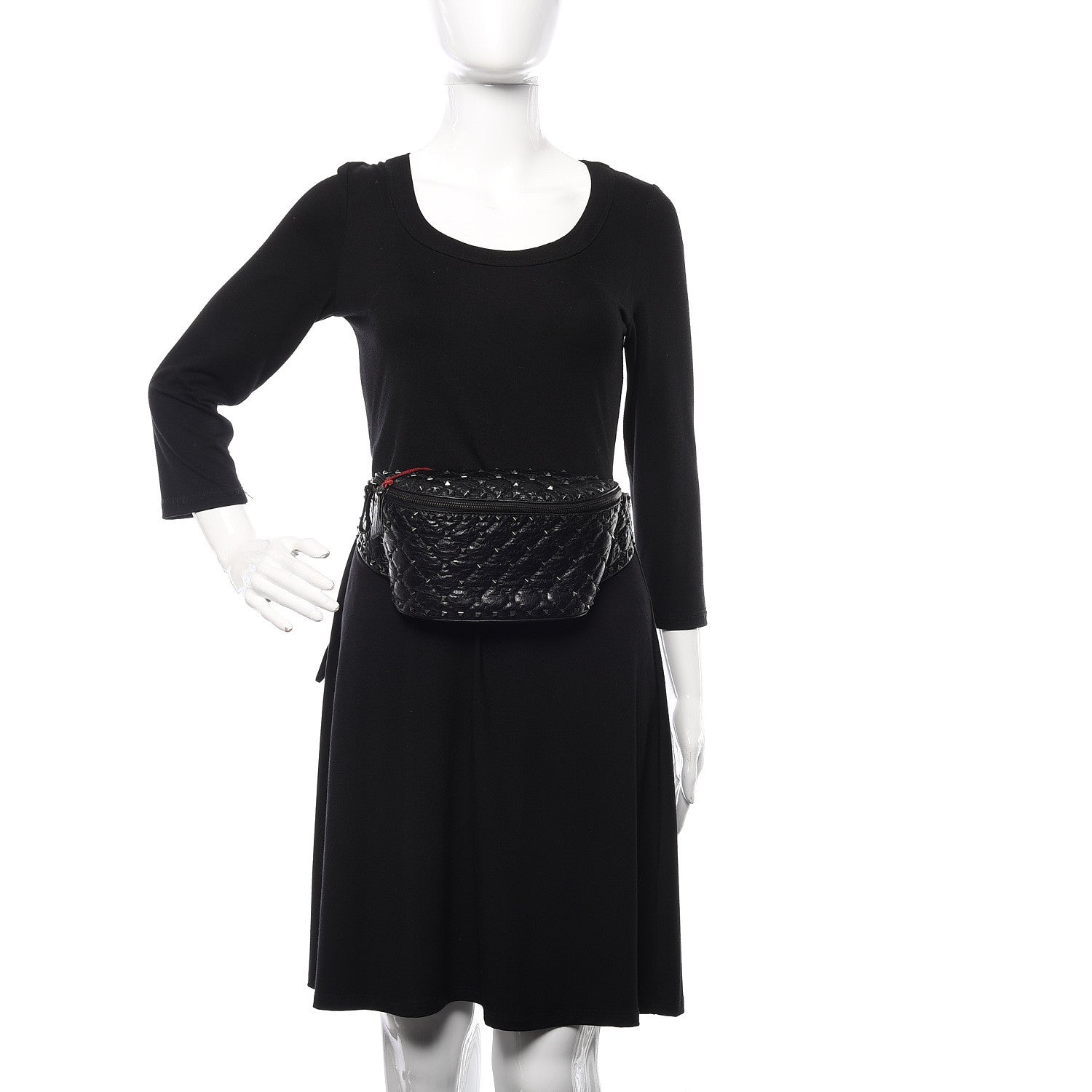 Valentino Garavani Craquele Nappa Rockstud Spike Belt Bag 85 Black 2 of 9
