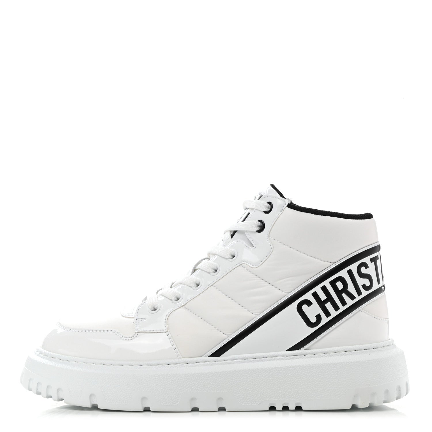 Christian Dior Nylon Fabric Womens D-Player High Top Sneakers 39.5 White Black 1 of 9
