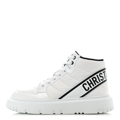 Christian Dior Nylon Fabric Womens D-Player High Top Sneakers 39.5 White Black 1 of 9