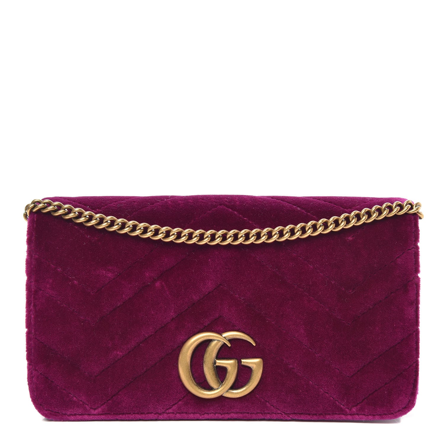 Gucci Velvet Matelasse GG Marmont Mini Bag Fuchsia Violet Cyclamen 1 of 9