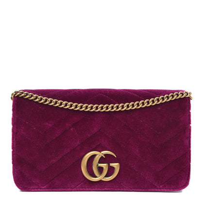 Gucci Velvet Matelasse GG Marmont Mini Bag Fuchsia Violet Cyclamen 1 of 9
