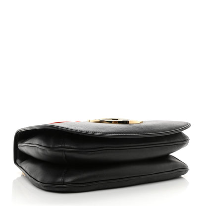 Gucci Roxy Calfskin Web Medium Blondie Shoulder Flap Bag Black 3 of 7
