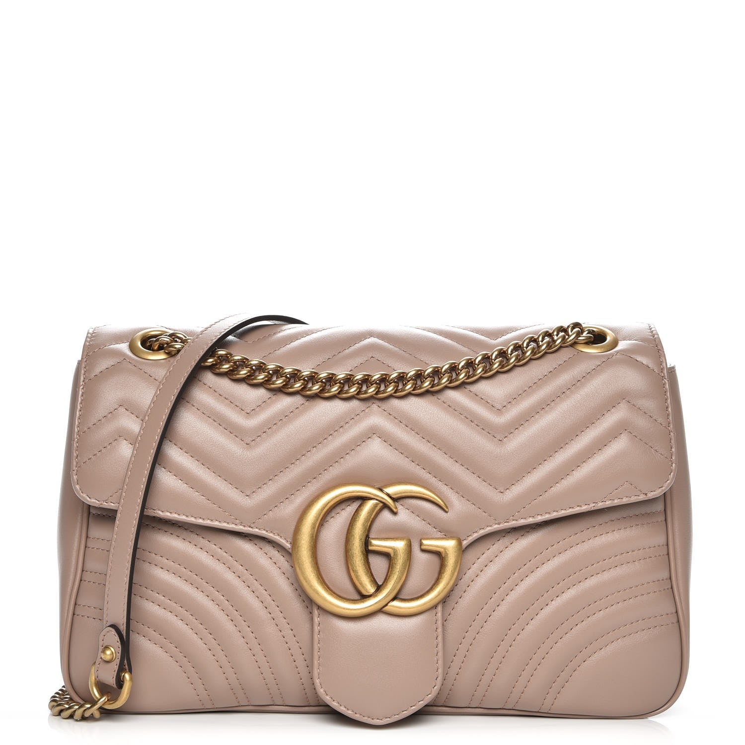 Gucci Calfskin Matelasse Medium GG Marmont Shoulder Bag Porcelain Rose 1 of 7