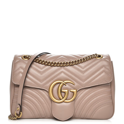 Gucci Calfskin Matelasse Medium GG Marmont Shoulder Bag Porcelain Rose 1 of 7