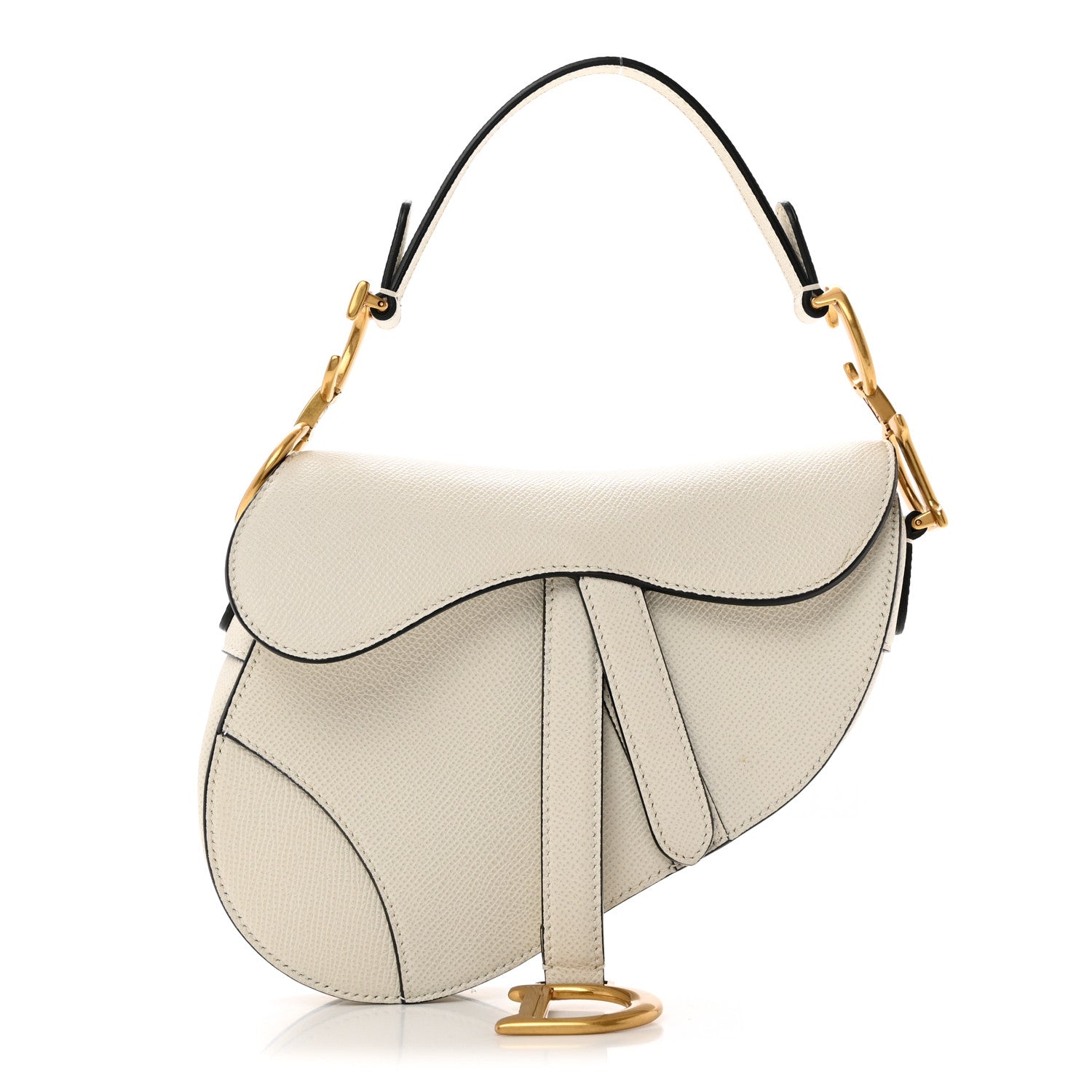 Christian Dior Grained Calfskin Mini Saddle Bag White 1 of 10