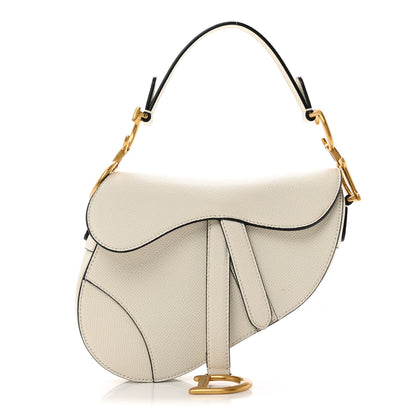 Christian Dior Grained Calfskin Mini Saddle Bag White 1 of 10