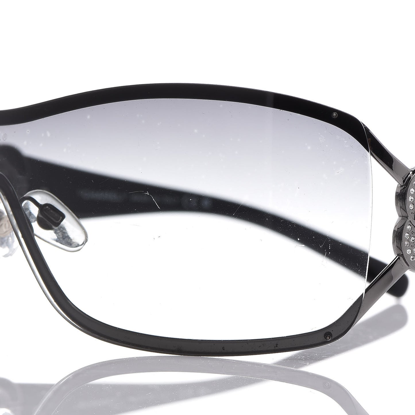 Frameless Crystal CC Logo Sunglasses 4164 Black