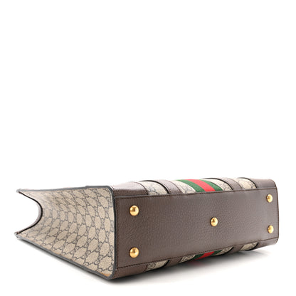 Gucci GG Supreme Monogram Textured Dollar Calfskin Web Medium Ophidia Tote Bag Beige Ebony 4 of 10