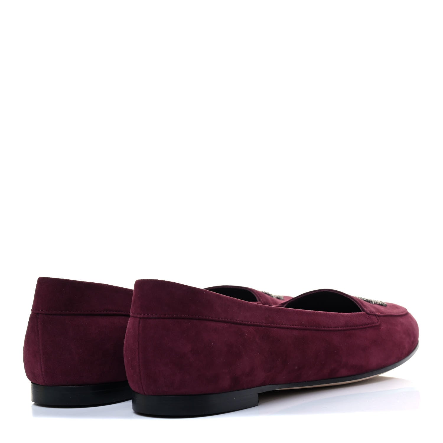 Chanel Kid Suede CC Flats 38.5 Burgundy 3 of 7