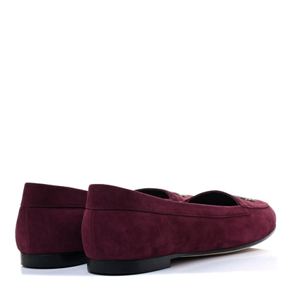 Chanel Kid Suede CC Flats 38.5 Burgundy 3 of 7