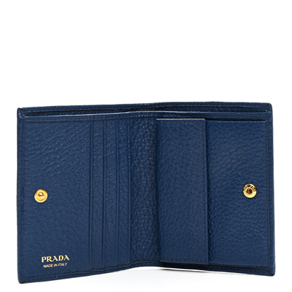 Prada Vitello Daino Small Bi-Fold Wallet Bluette Bluette 9 of 11