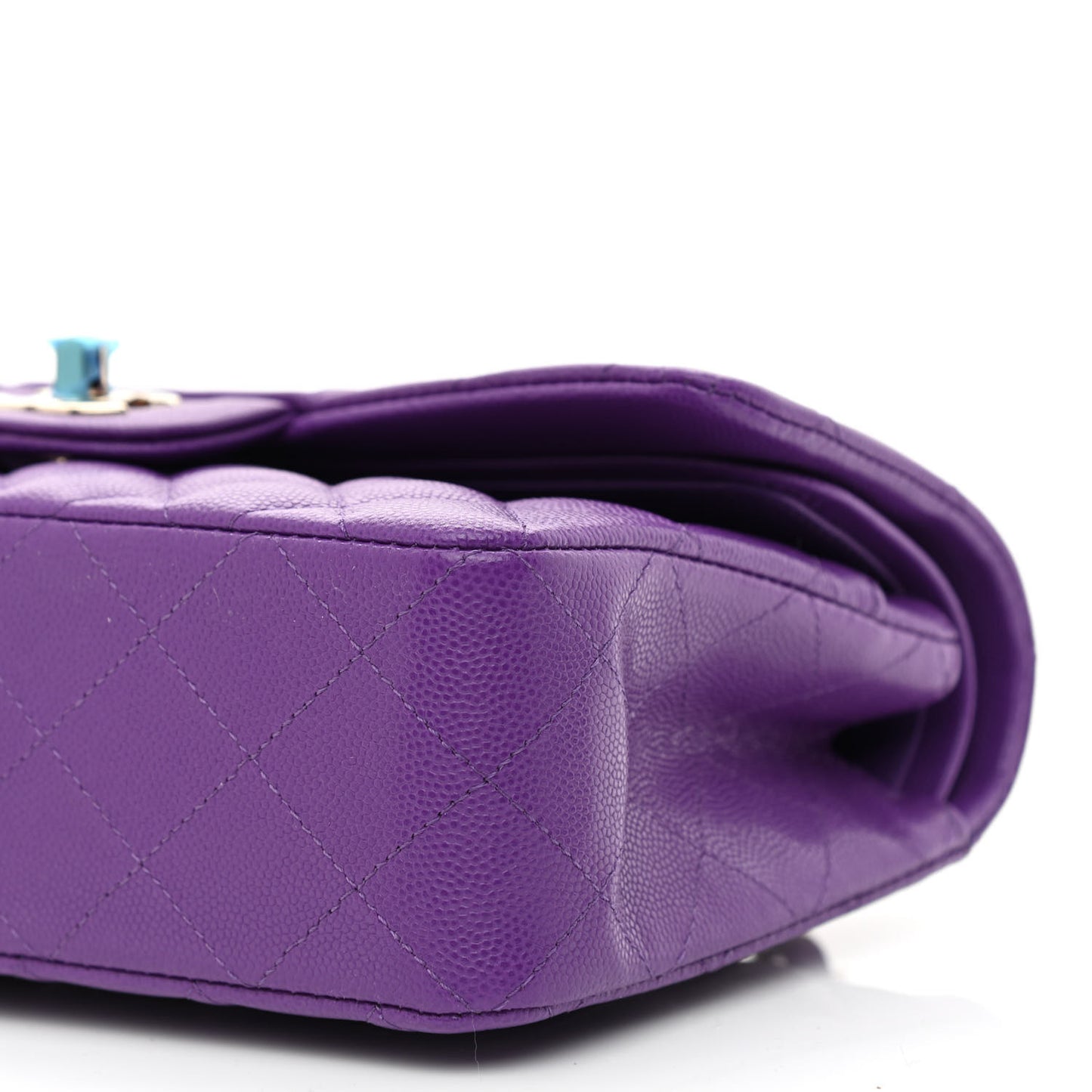 Caviar Quilted Small Double Flap Dark Purple