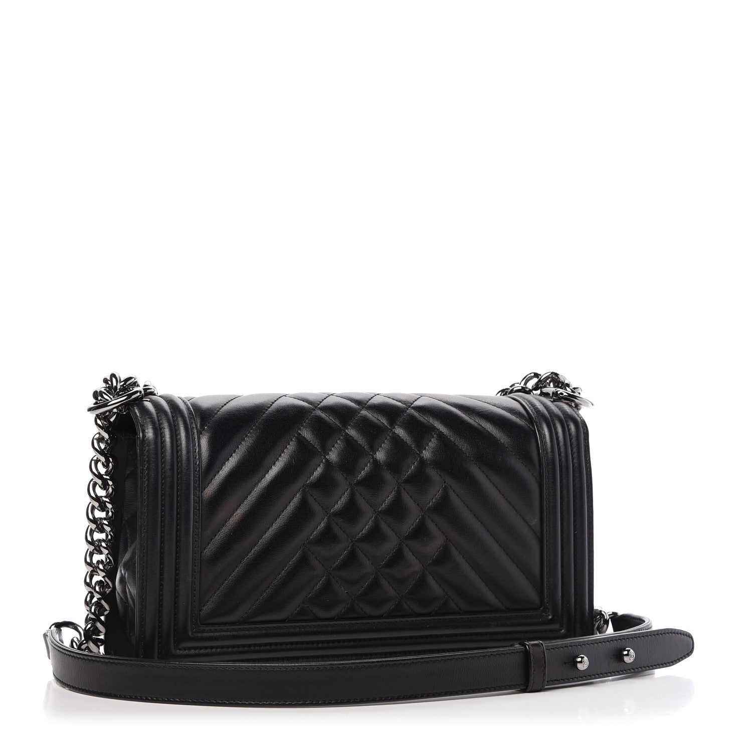 Chanel Calfskin Chevron Quilted Medium Boy Flap Black 3 of 9