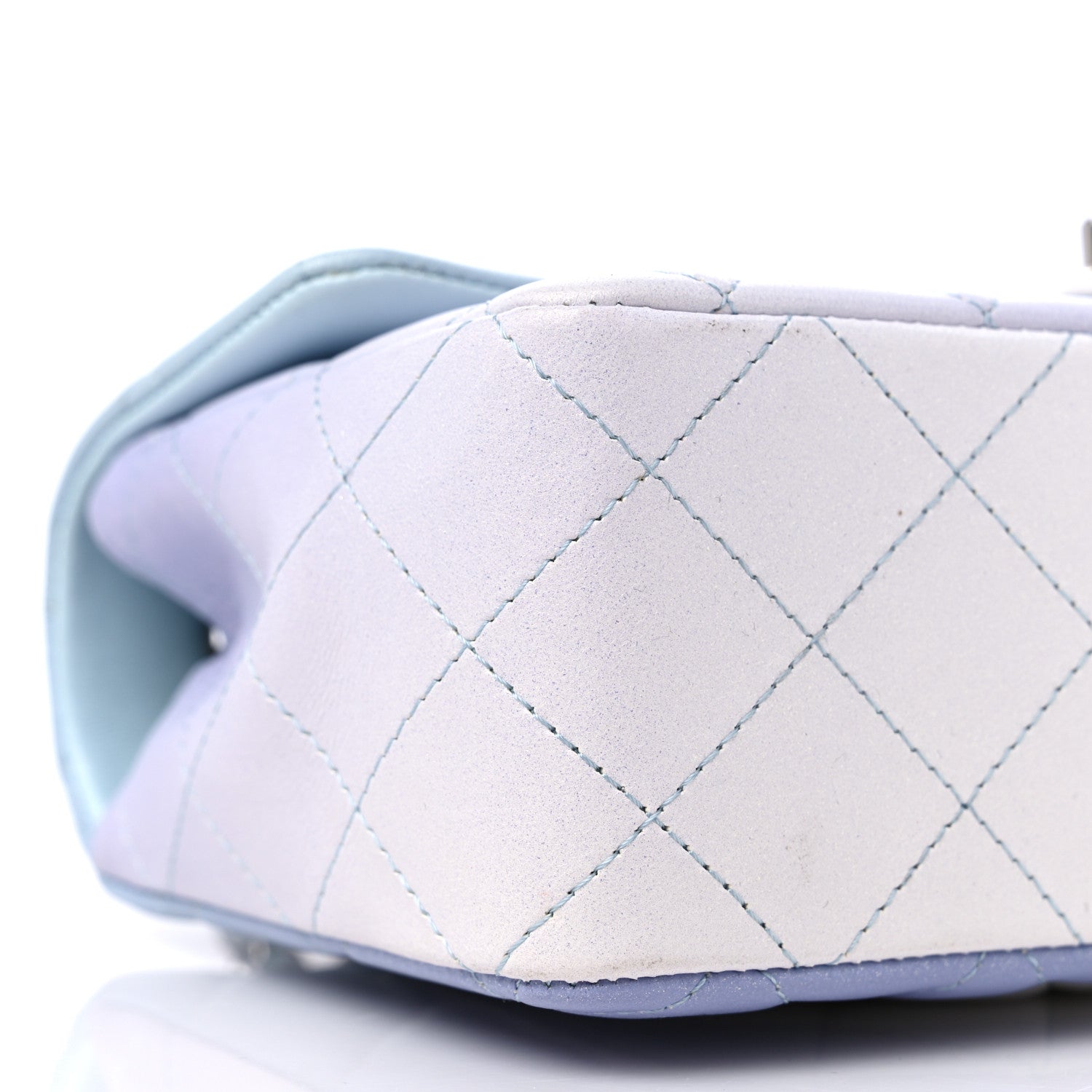 Chanel Perforated Lambskin Quilted Mini Rectangular Flap Light Blue Light Purple White 8 of 11