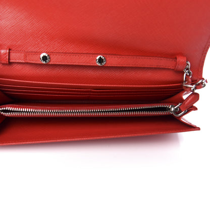 Prada Saffiano Metal Oro Chain Wallet Lacca 5 of 9