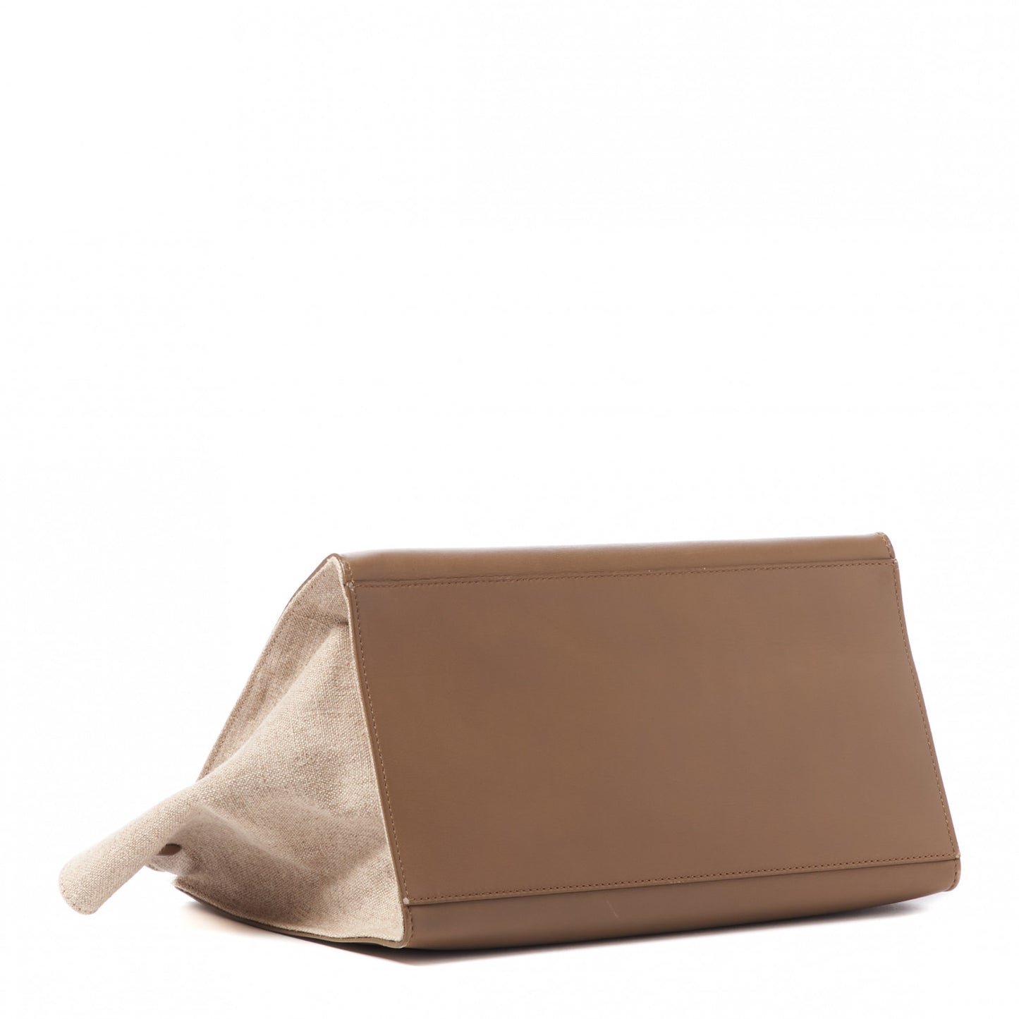 Smooth Calfskin Linen Medium Tri-Color Trapeze Taupe